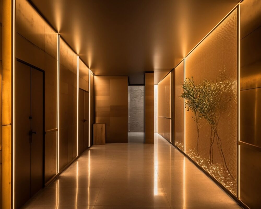 futuristic-design-illuminates-modern-apartment-empty-corridor-generated-by-ai-min